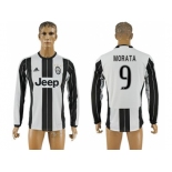 Juventus #9 Morata Home Long Sleeves Soccer Club Jersey 1