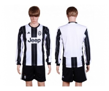 Juventus Blank Home Long Sleeves Soccer Club Jersey 1