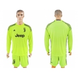 Juventus Blank Shiny Green Goalkeeper Long Sleeves Soccer Club Jersey