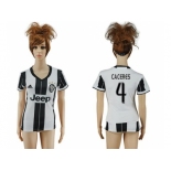 Women's Juventus #4 Caceres Home Soccer Club Jersey