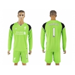 Liverpool #1 Karius Green Goalkeeper Long Sleeves Soccer Club Jersey