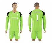 Liverpool #1 Karius Green Goalkeeper Long Sleeves Soccer Club Jersey