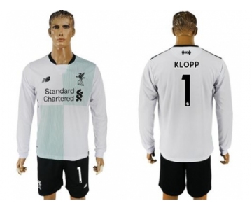 Liverpool #1 Klopp Away Long Sleeves Soccer Club Jersey