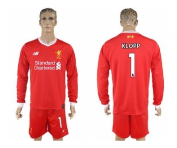 Liverpool #1 Klopp Home Long Sleeves Soccer Club Jersey