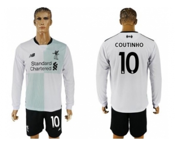 Liverpool #10 Coutinho Away Long Sleeves Soccer Club Jersey