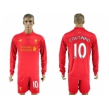 Liverpool #10 Coutinho Home Long Sleeves Soccer Club Jersey1