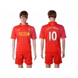 Liverpool #10 Coutinho Red Home Soccer Club Jersey1