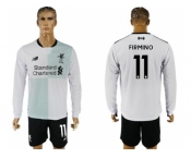 Liverpool #11 Firmino Away Long Sleeves Soccer Club Jersey