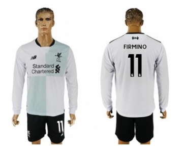 Liverpool #11 Firmino Away Long Sleeves Soccer Club Jersey