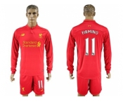 Liverpool #11 Firmino Home Long Sleeves Soccer Club Jersey1