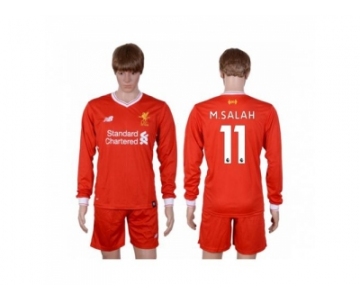 Liverpool #11 M.Salah Home Long Sleeves Soccer Club Jersey