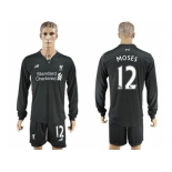 Liverpool #12 Moses Away Long Sleeves Soccer Club Jersey