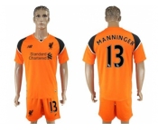 Liverpool #13 Manninger Orange Goalkeeper Soccer Club Jersey