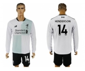 Liverpool #14 Henderson Away Long Sleeves Soccer Club Jersey