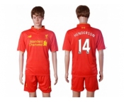 Liverpool #14 Henderson Red Home Soccer Club Jersey1