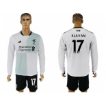 Liverpool #17 Klavan Away Long Sleeves Soccer Club Jersey