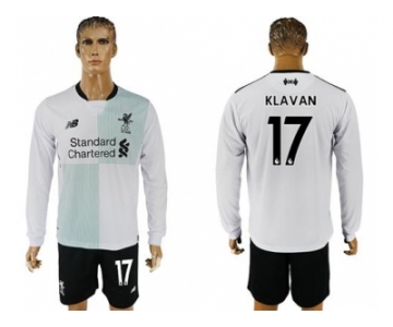 Liverpool #17 Klavan Away Long Sleeves Soccer Club Jersey