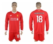 Liverpool #18 Alberto.M Home Long Sleeves Soccer Club Jersey