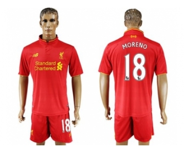 Liverpool #18 Moreno Red Home Soccer Club Jersey