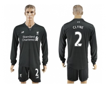 Liverpool #2 Clyne Away Long Sleeves Soccer Club Jersey1