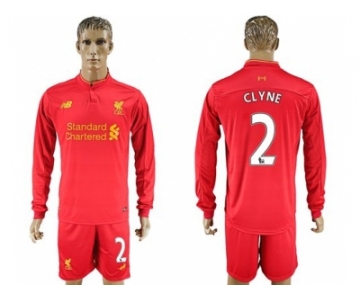 Liverpool #2 Clyne Home Long Sleeves Soccer Club Jersey1