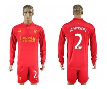 Liverpool #2 Johnson Home Long Sleeves Soccer Club Jersey