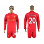 Liverpool #20 Lallana Home Long Sleeves Soccer Club Jersey1