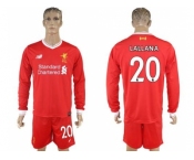 Liverpool #20 Lallana Home Long Sleeves Soccer Club Jersey