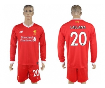 Liverpool #20 Lallana Home Long Sleeves Soccer Club Jersey