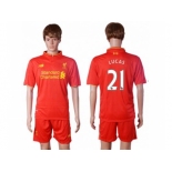 Liverpool #21 Lucas Red Home Soccer Club Jersey1