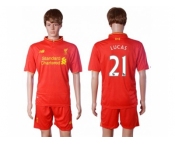 Liverpool #21 Lucas Red Home Soccer Club Jersey1