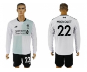 Liverpool #22 Mignolet Away Long Sleeves Soccer Club Jersey