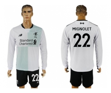 Liverpool #22 Mignolet Away Long Sleeves Soccer Club Jersey