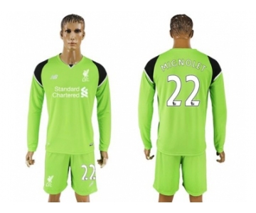 Liverpool #22 Mignolet Green Goalkeeper Long Sleeves Soccer Club Jersey