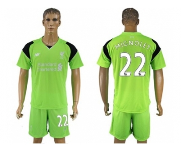 Liverpool #22 Mignolet Green Goalkeeper Soccer Club Jersey1