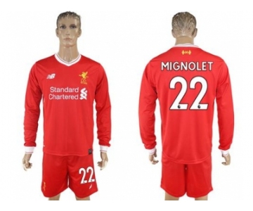 Liverpool #22 Mignolet Home Long Sleeves Soccer Club Jersey