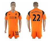 Liverpool #22 Mignolet Orange Goalkeeper Soccer Club Jersey