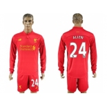 Liverpool #24 Allen Home Long Sleeves Soccer Club Jersey