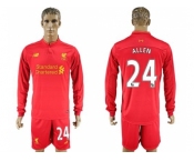 Liverpool #24 Allen Home Long Sleeves Soccer Club Jersey