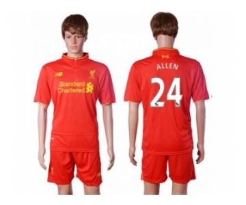 Liverpool #24 Allen Red Home Soccer Club Jersey