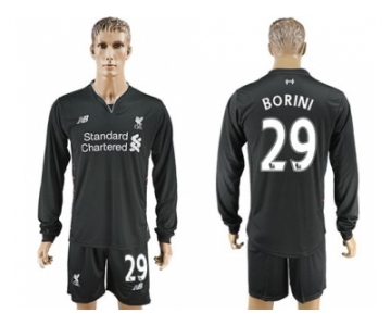 Liverpool #29 Borini Away Long Sleeves Soccer Club Jersey