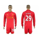 Liverpool #29 Borini Home Long Sleeves Soccer Club Jersey