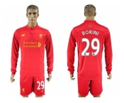 Liverpool #29 Borini Home Long Sleeves Soccer Club Jersey