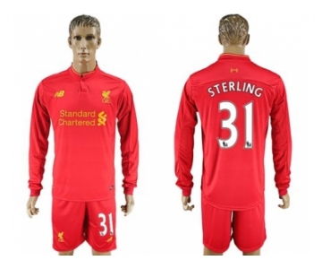 Liverpool #31 Sterling Home Long Sleeves Soccer Club Jersey