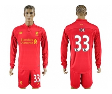 Liverpool #33 IBE Home Long Sleeves Soccer Club Jersey