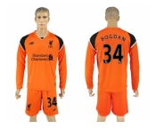 Liverpool #34 Bogdan Orange Goalkeeper Long Sleeves Soccer Club Jersey