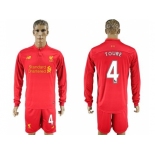 Liverpool #4 Toure Home Long Sleeves Soccer Club Jersey