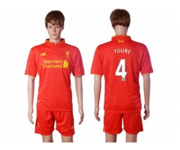 Liverpool #4 Toure Red Home Soccer Club Jersey