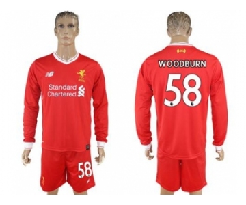 Liverpool #58 Woodburn Home Long Sleeves Soccer Club Jersey