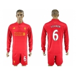 Liverpool #6 Lovren Home Long Sleeves Soccer Club Jersey1